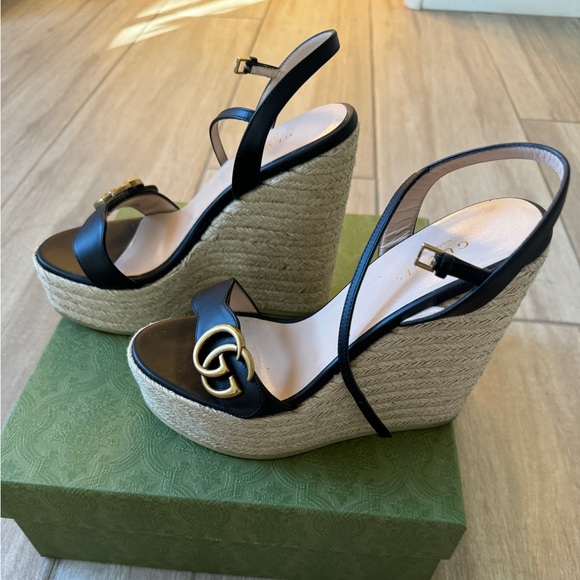 Gucci black leather platform espadrilles - Picture 4 of 6